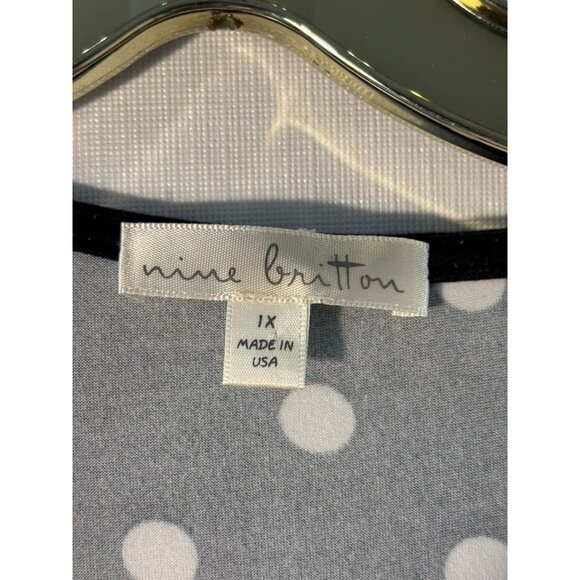 Black Polka Dot Wrap Style Long Sleeve Dress By Nine Britton - 1X - Picture 6 of 10